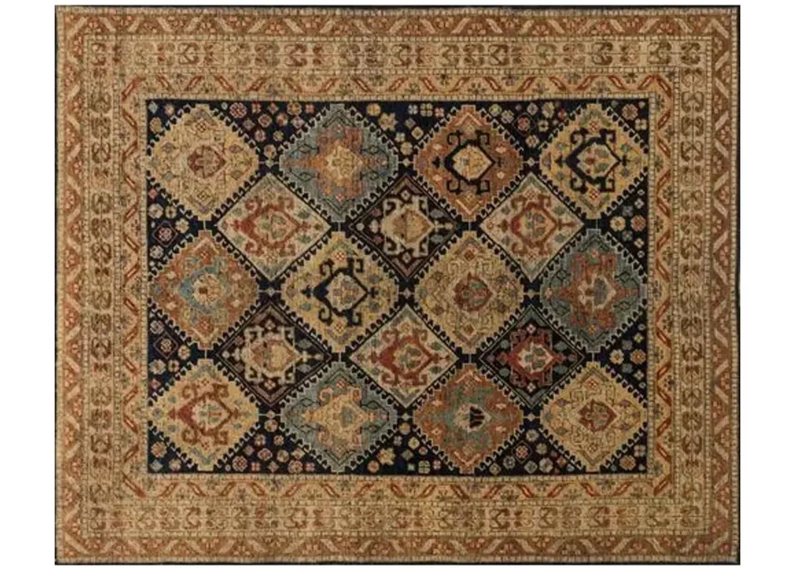 Paola Hand-Knotted Rug - Navy/Tan - Brown - Brown