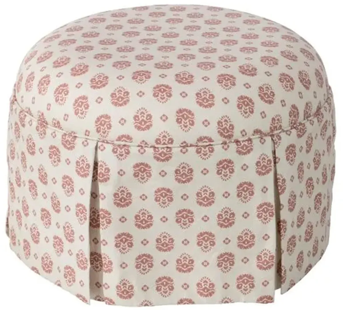 Liza Skirted Ottoman - Floral - Handcrafted - Red