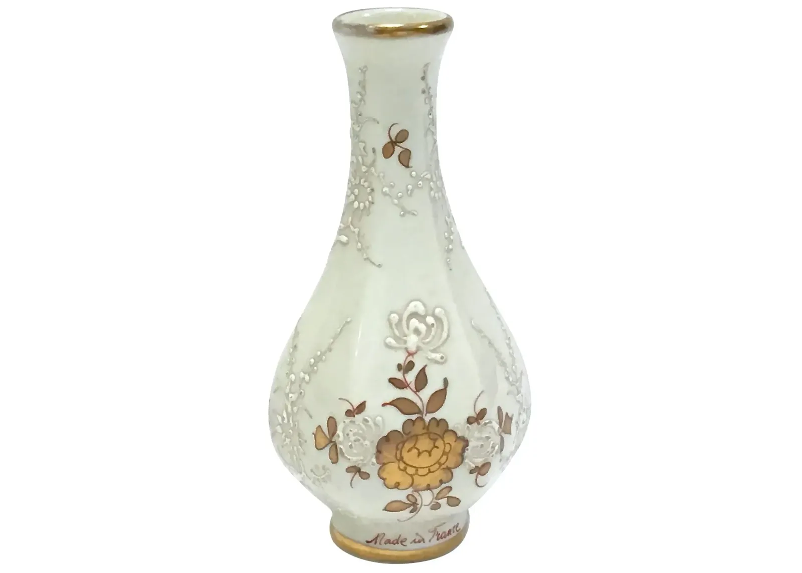 Antique French Porcelain Floral Vase - Vermilion Designs - Ivory