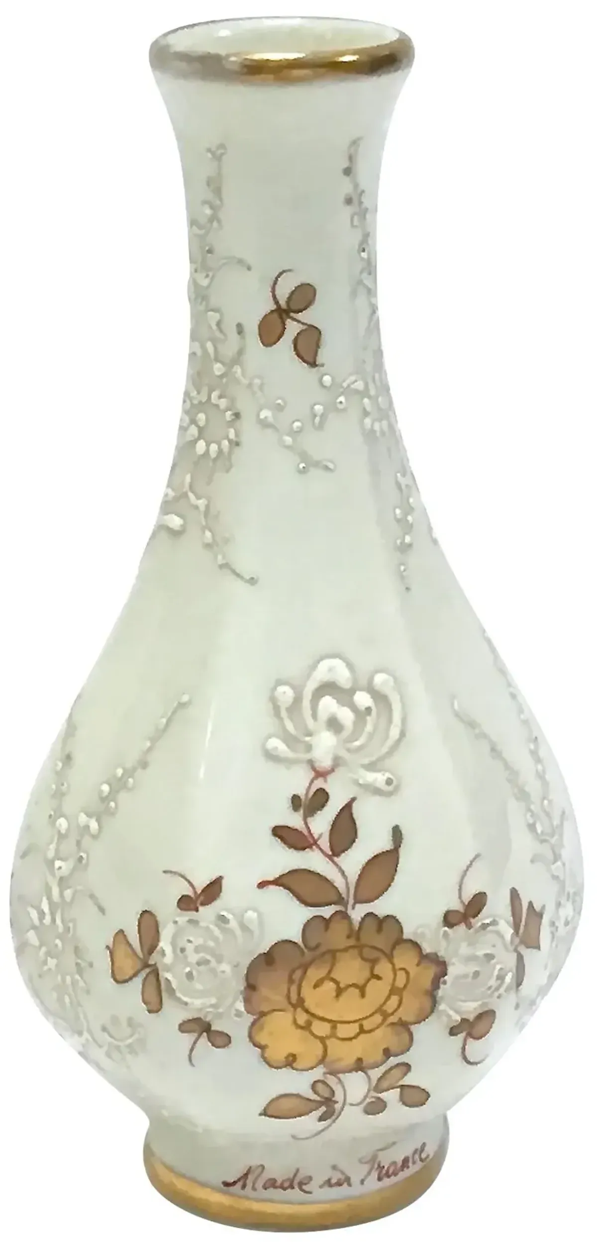 Antique French Porcelain Floral Vase - Vermilion Designs - Ivory