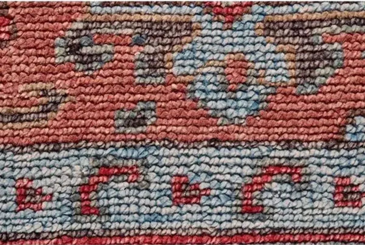 Celine Hand-Knotted Rug - Rust/Aqua - Red - Red