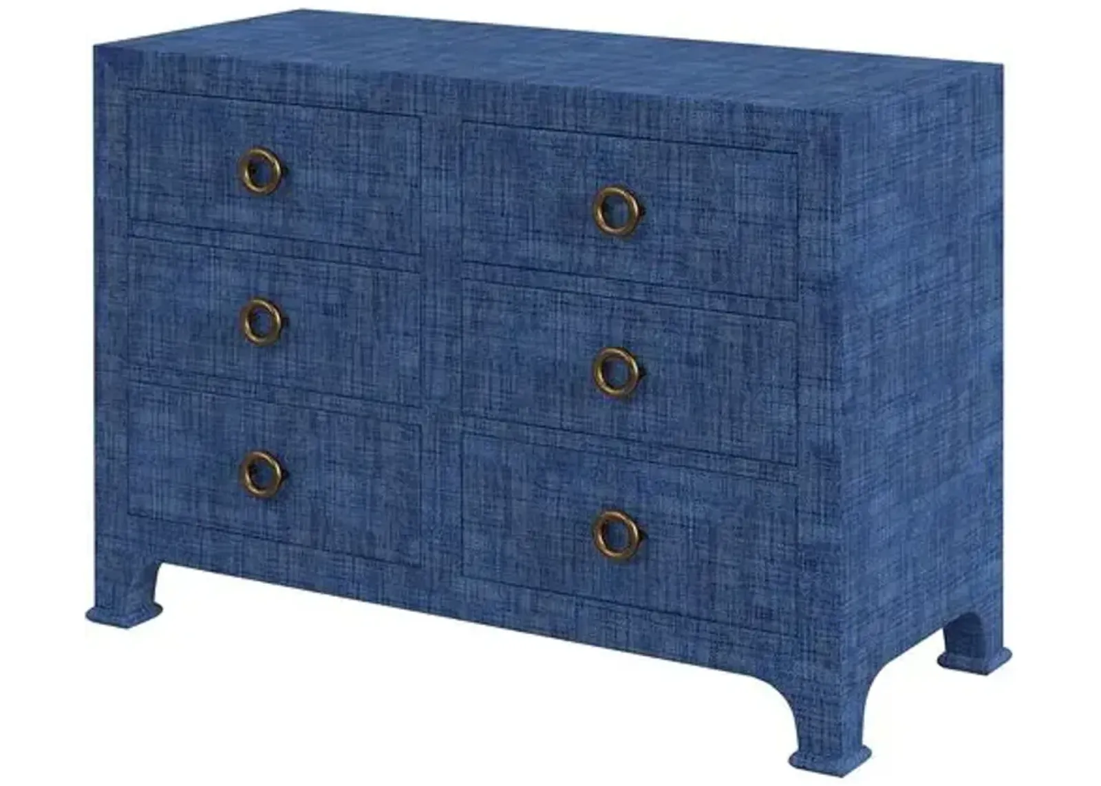 Kos 6-Drawer Raffia Dresser - Blue