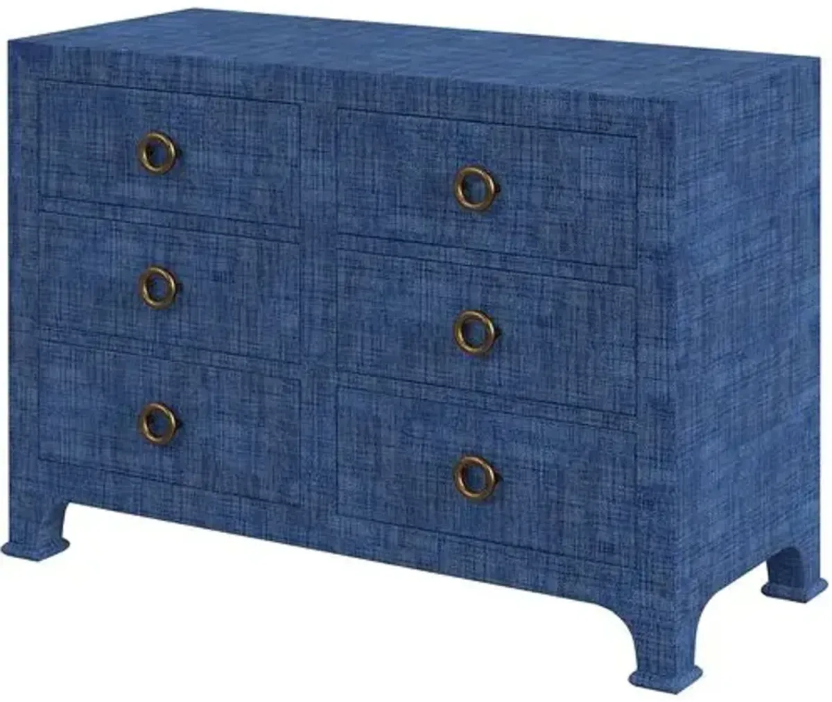 Kos 6-Drawer Raffia Dresser - Blue