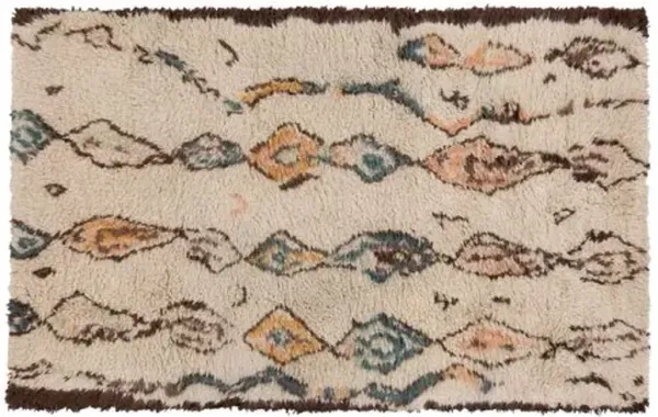 Saxon Shag Rug - Green - Beige - Beige