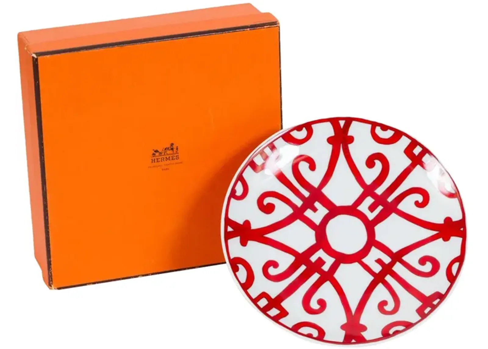 Hermès Red & White Porcelaine Plate - Vintage Lux - Orange