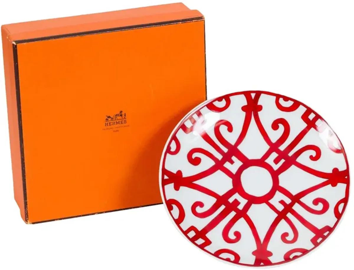 Hermès Red & White Porcelaine Plate - Vintage Lux - Orange