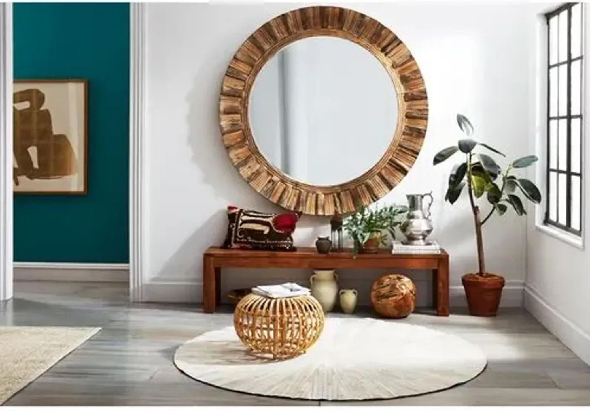 Aeolus Round Hide Ivory One Kings Lane | Furniture.com