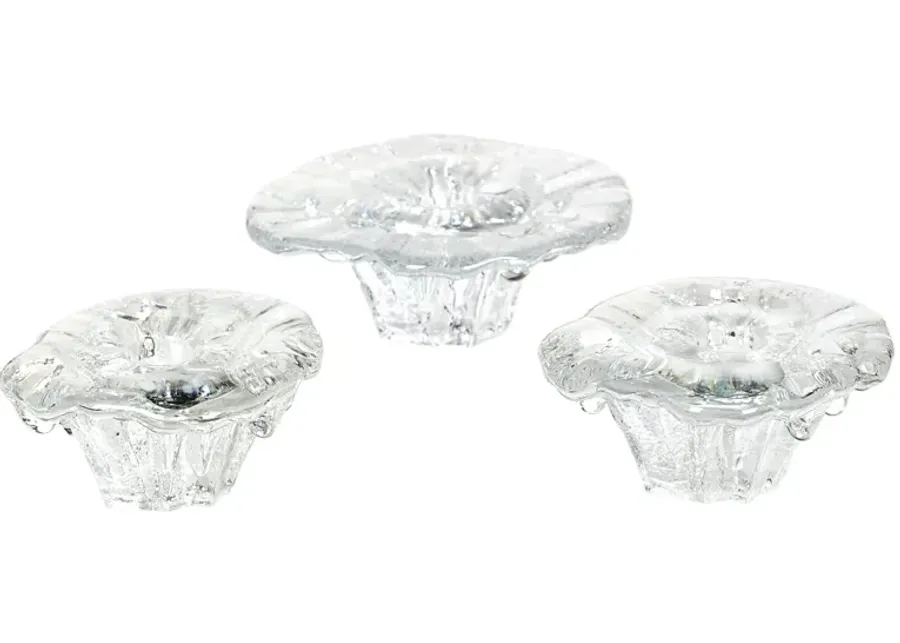 Iittala Finland Glass Candleholders - Set of 3 - 2-b-Modern - Clear