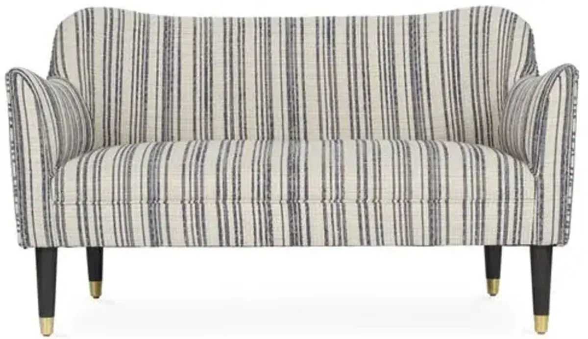 Alexander Settee - Indigo Stripe - Kim Salmela - Blue