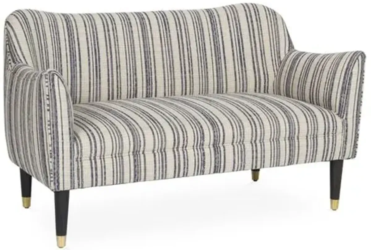 Alexander Settee - Indigo Stripe - Kim Salmela - Blue