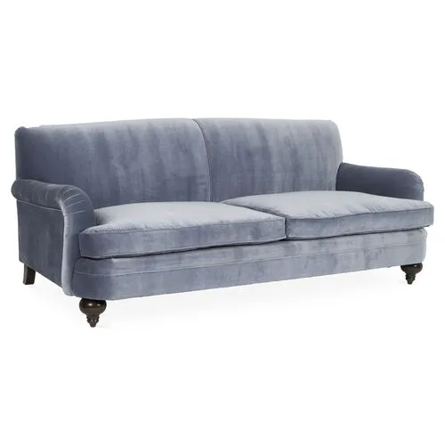 Deacon Velvet Sofa - Delft Blue - Kim Salmela - Handcrafted