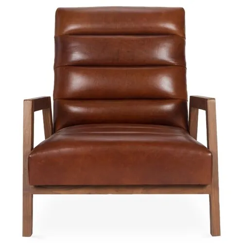 Gracie Channel Accent Chair - Leather - Kim Salmela - Handcrafted - Brown, Comfortable, Durable