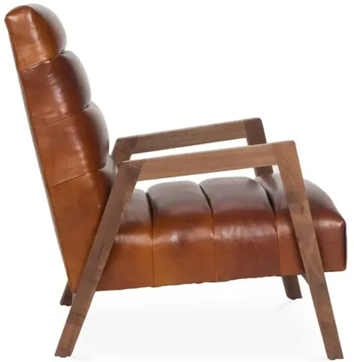 Gracie Channel Accent Chair - Leather - Kim Salmela - Handcrafted - Brown, Comfortable, Durable