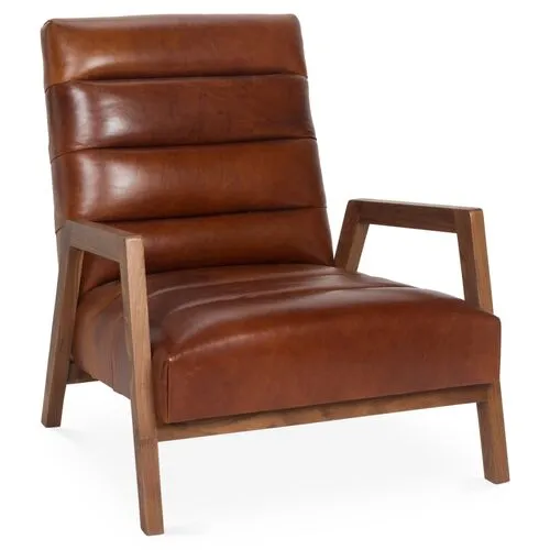 Gracie Channel Accent Chair - Leather - Kim Salmela - Handcrafted - Brown, Comfortable, Durable