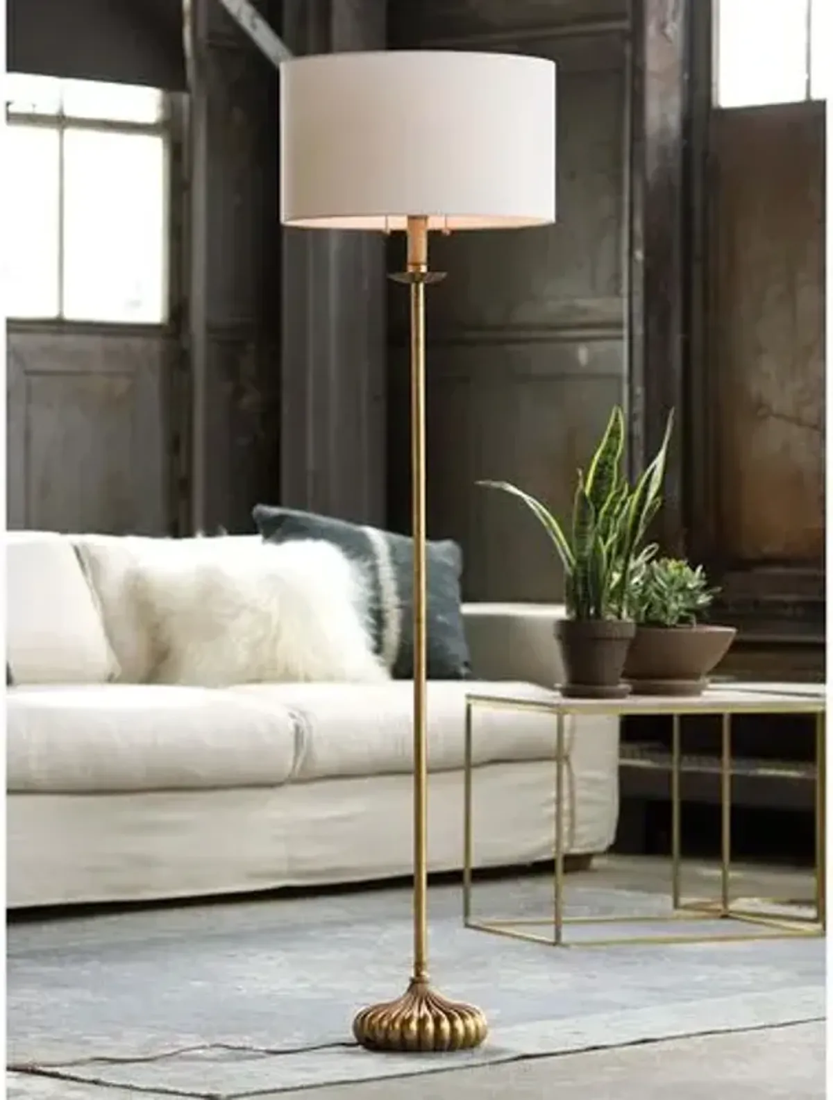 Clove Stem Floor Lamp - Antiqued Gold - Regina Andrew