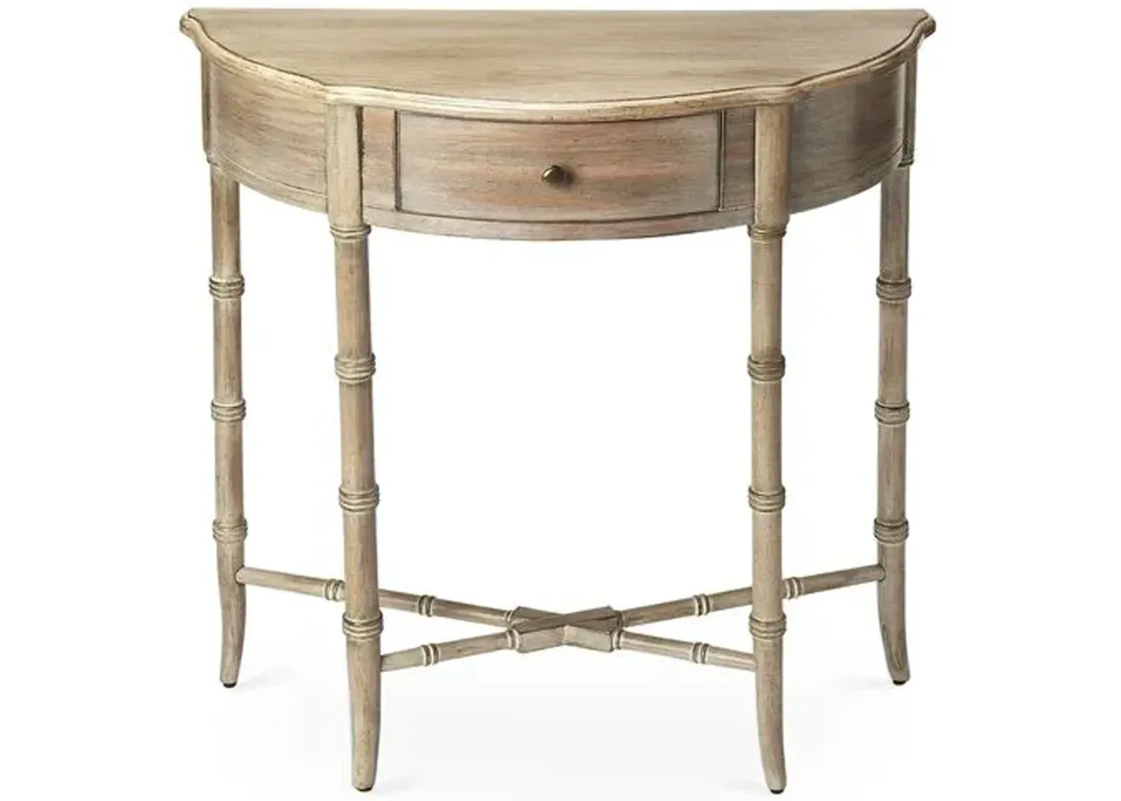 Eric Demilune Console - Handcrafted - Beige