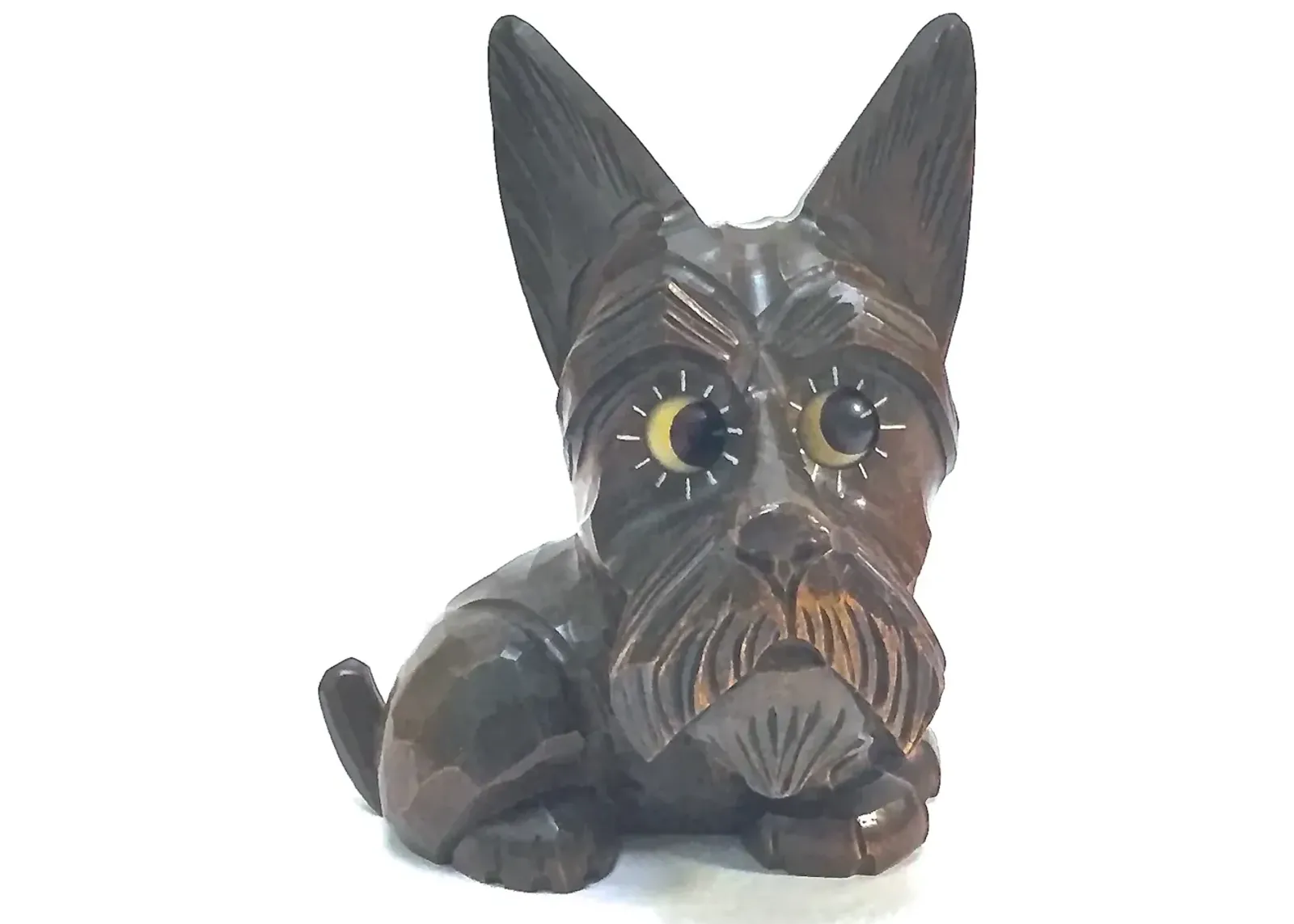 Black Forest Googly Eyed Terrier Clock - Vermilion Designs - Brown