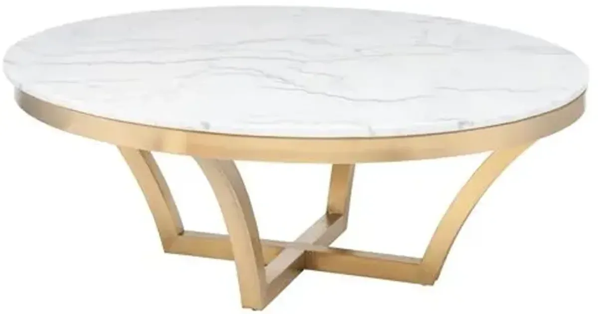 Cayden Marble Coffee Table - Brass/White