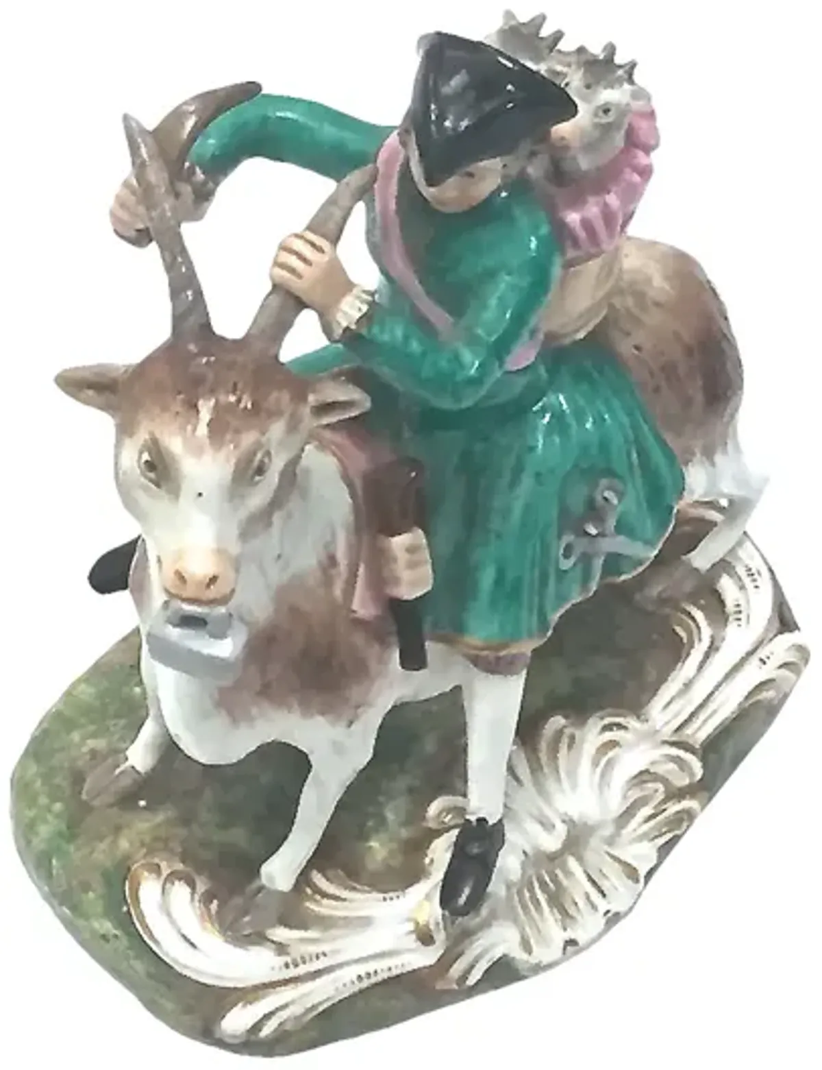 Antique Derby Tailor Riding Goat Figure - Vermilion Designs - Green