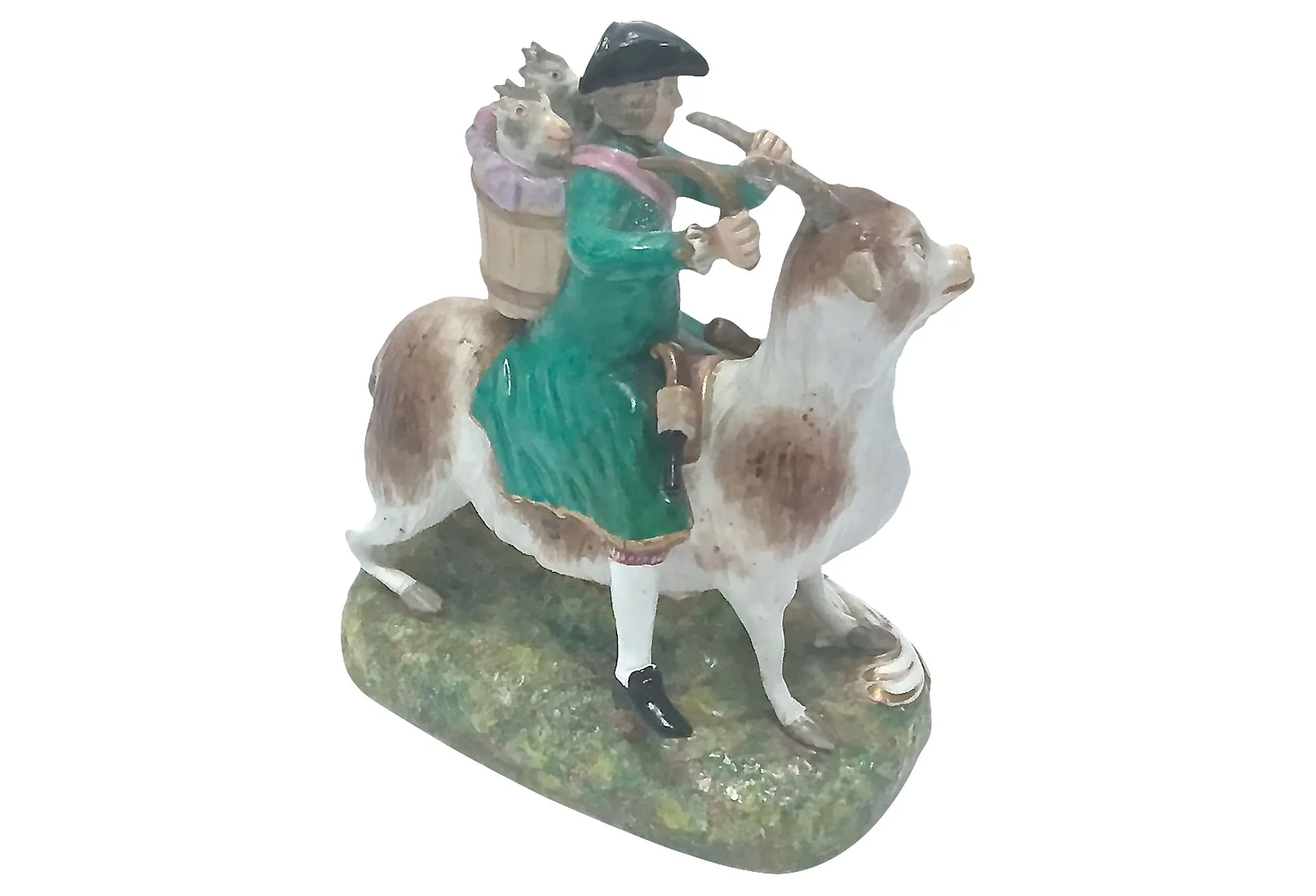 Antique Derby Tailor Riding Goat Figure - Vermilion Designs - Green