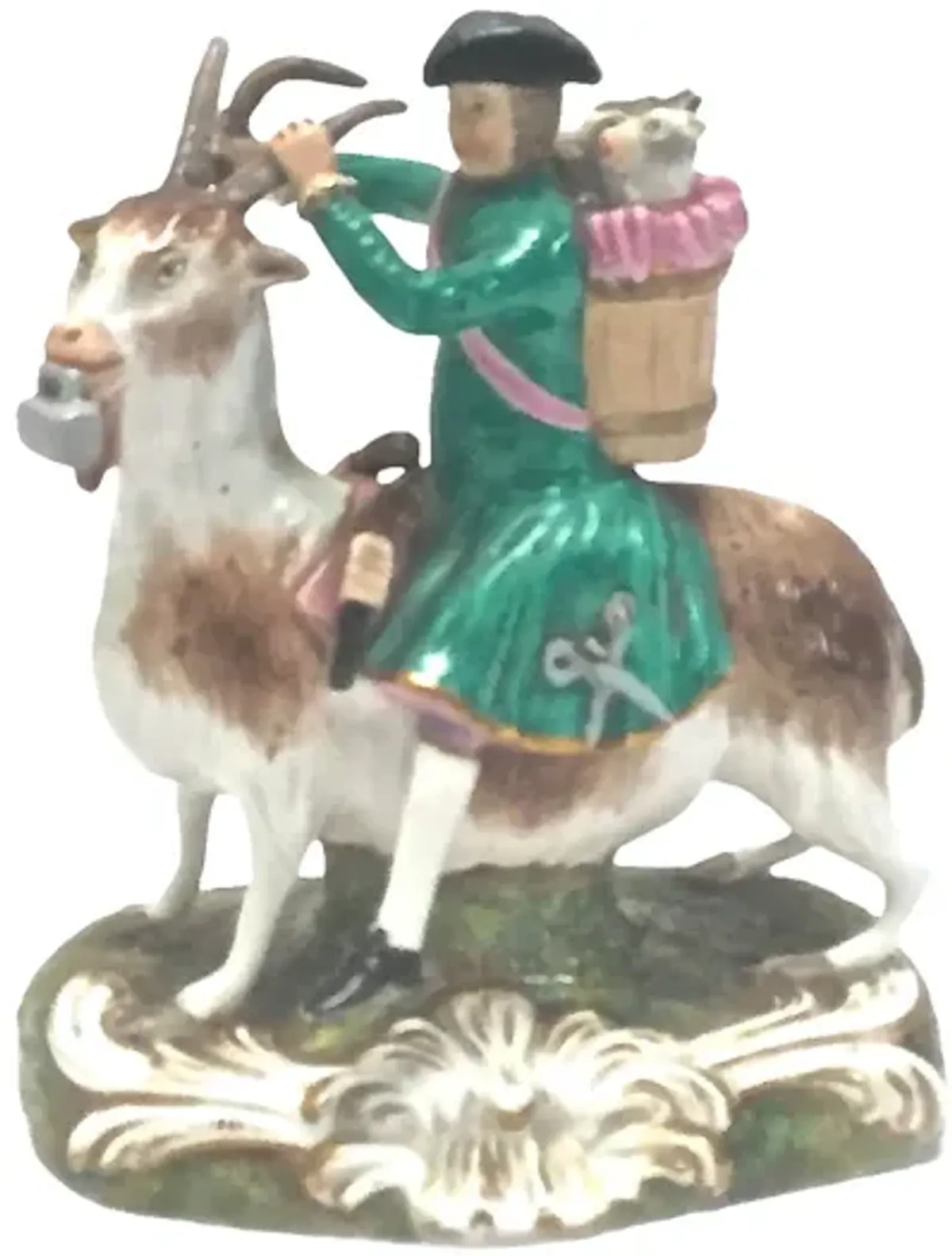 Antique Derby Tailor Riding Goat Figure - Vermilion Designs - Green