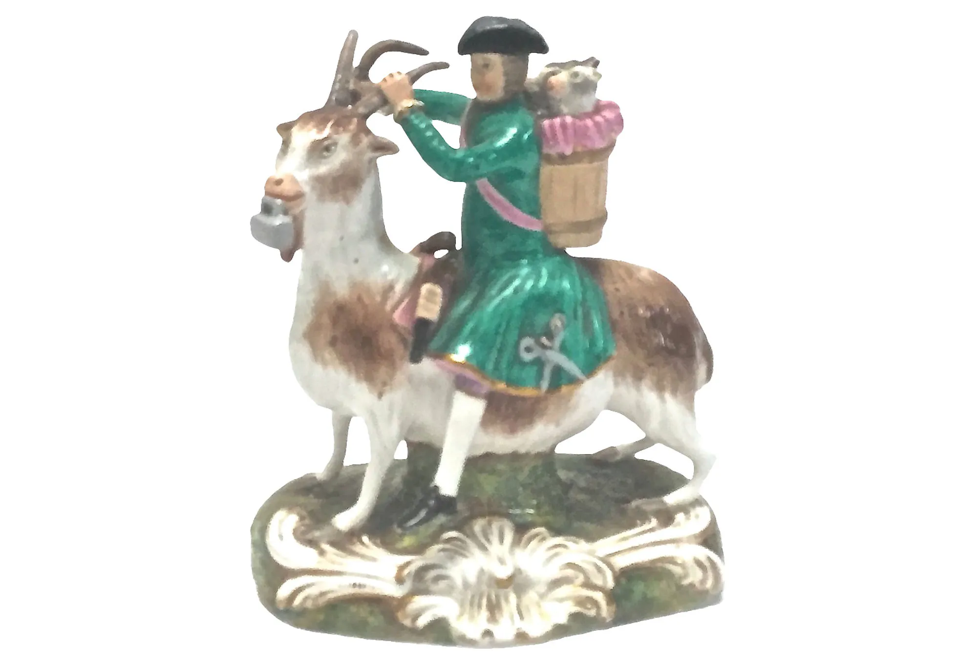 Antique Derby Tailor Riding Goat Figure - Vermilion Designs - Green