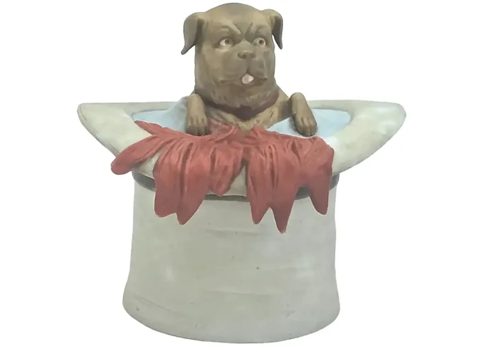 Antique Porcelain Pug in a Hat Jar - Vermilion Designs - White