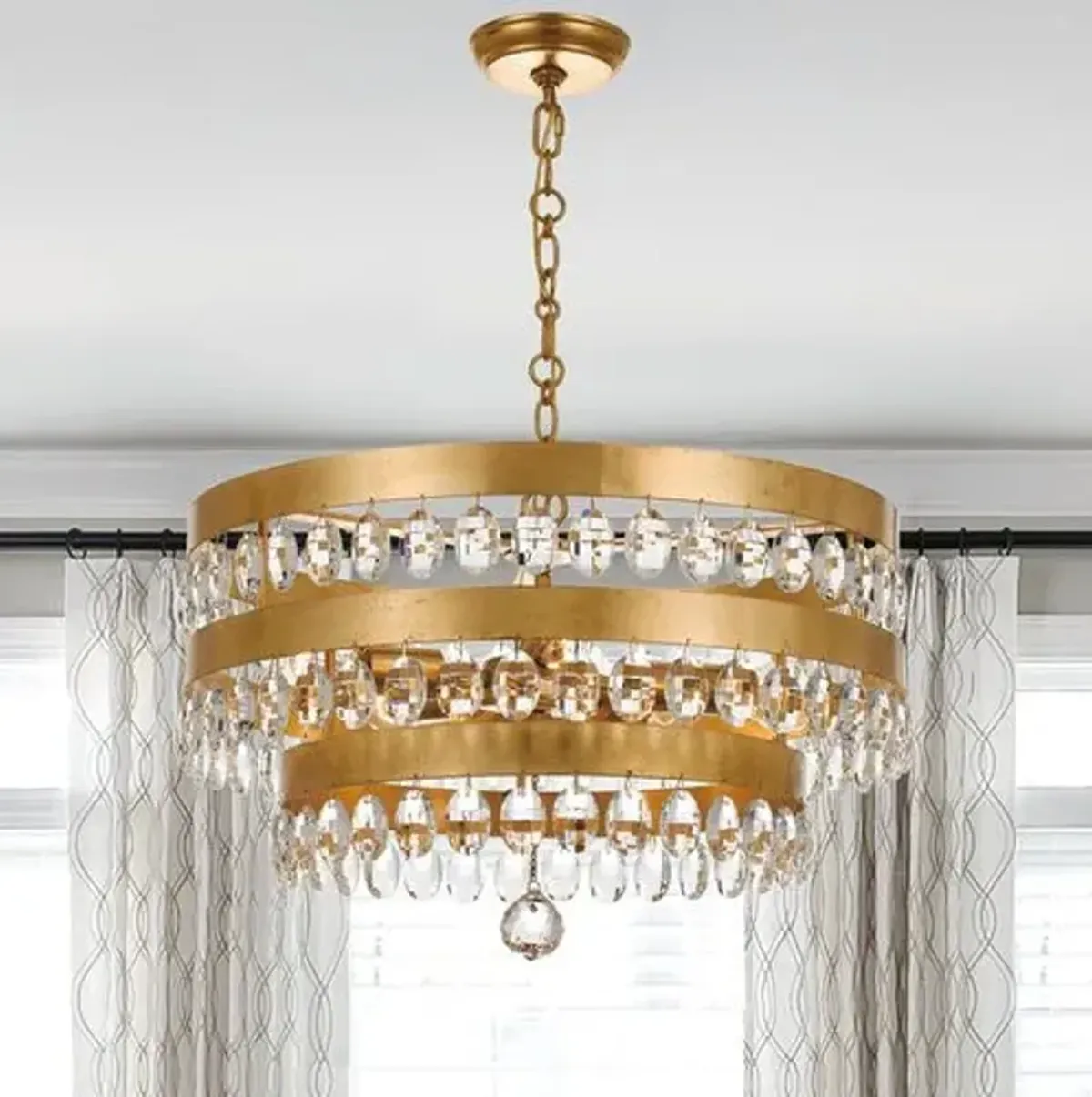 Perla 5-Light Chandelier - Antiqued Gold - Crystorama