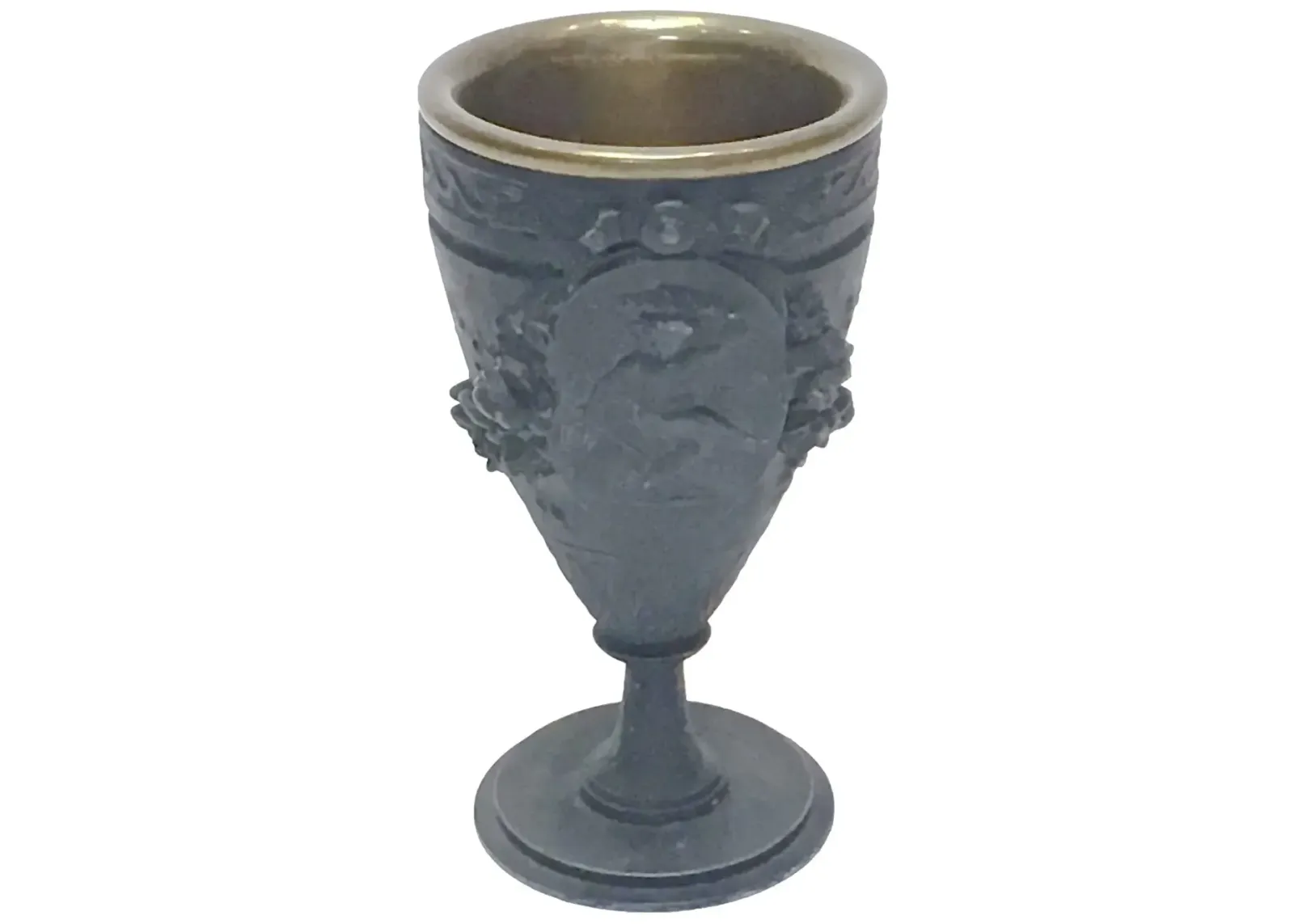 Antique Cast Iron Cherub & Floral Goblet - Vermilion Designs - black