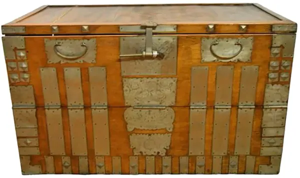 Antique Korean Storage Chest - FEA Home - brown