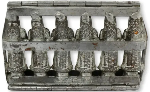 Antique German Santa Chocolate Mold - Rose Victoria - White