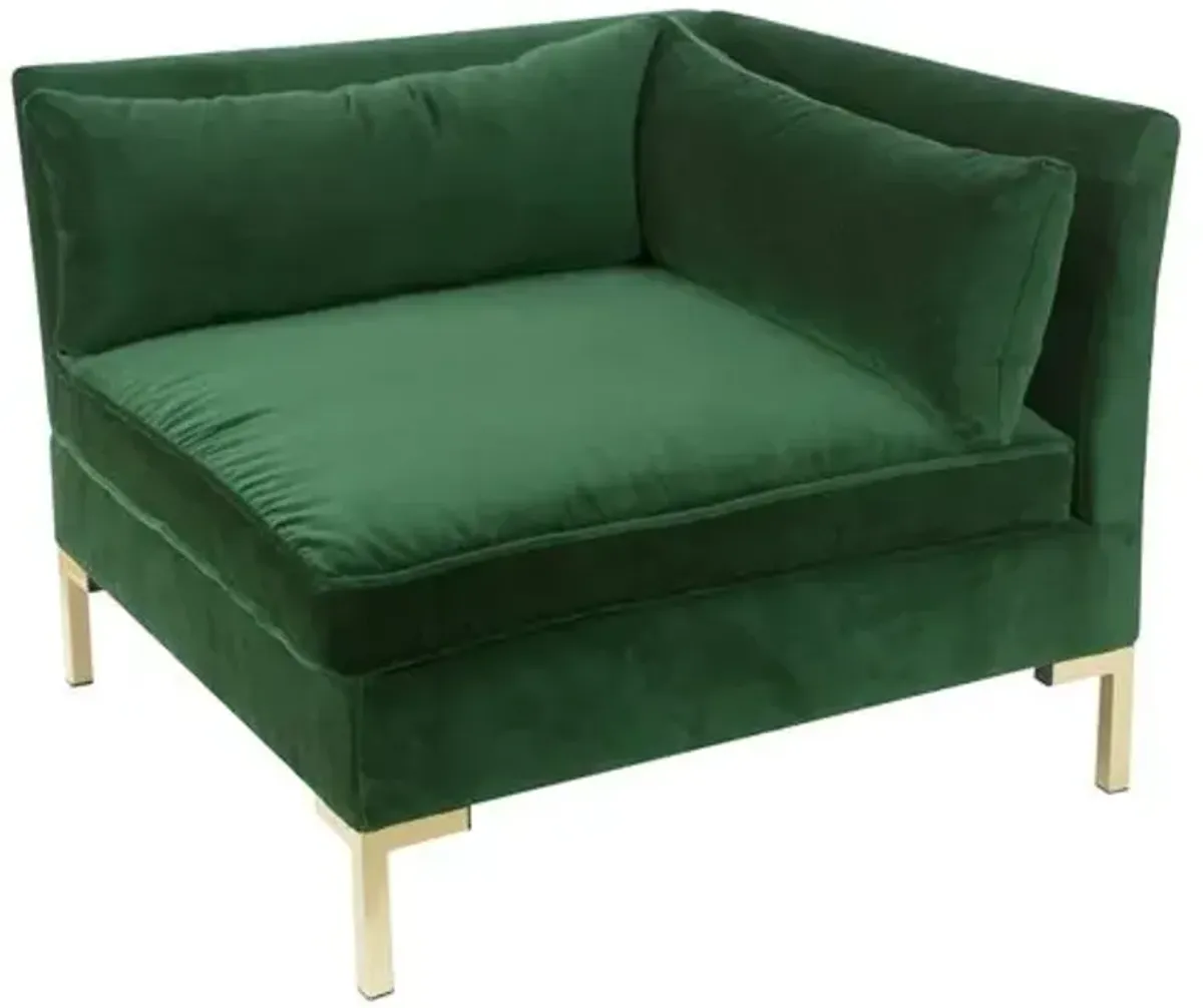 Marceau Velvet Corner Chair - Green