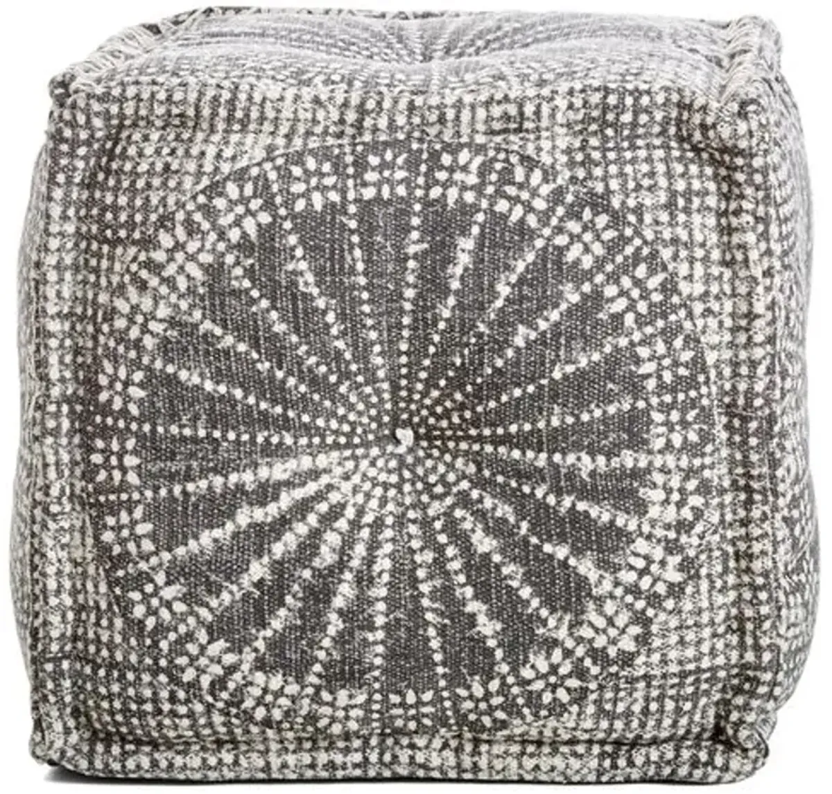 Eldridge Pouf - Gray/White