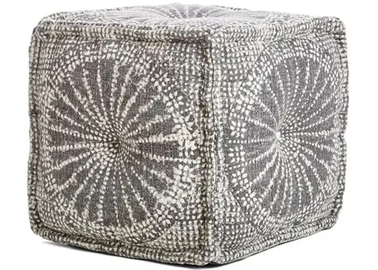 Eldridge Pouf - Gray/White