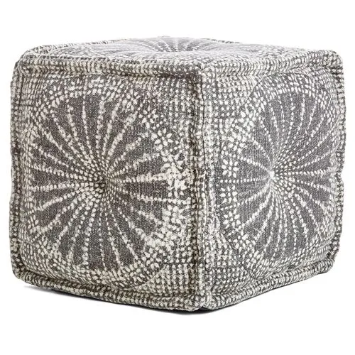 Eldridge Pouf - Gray/White