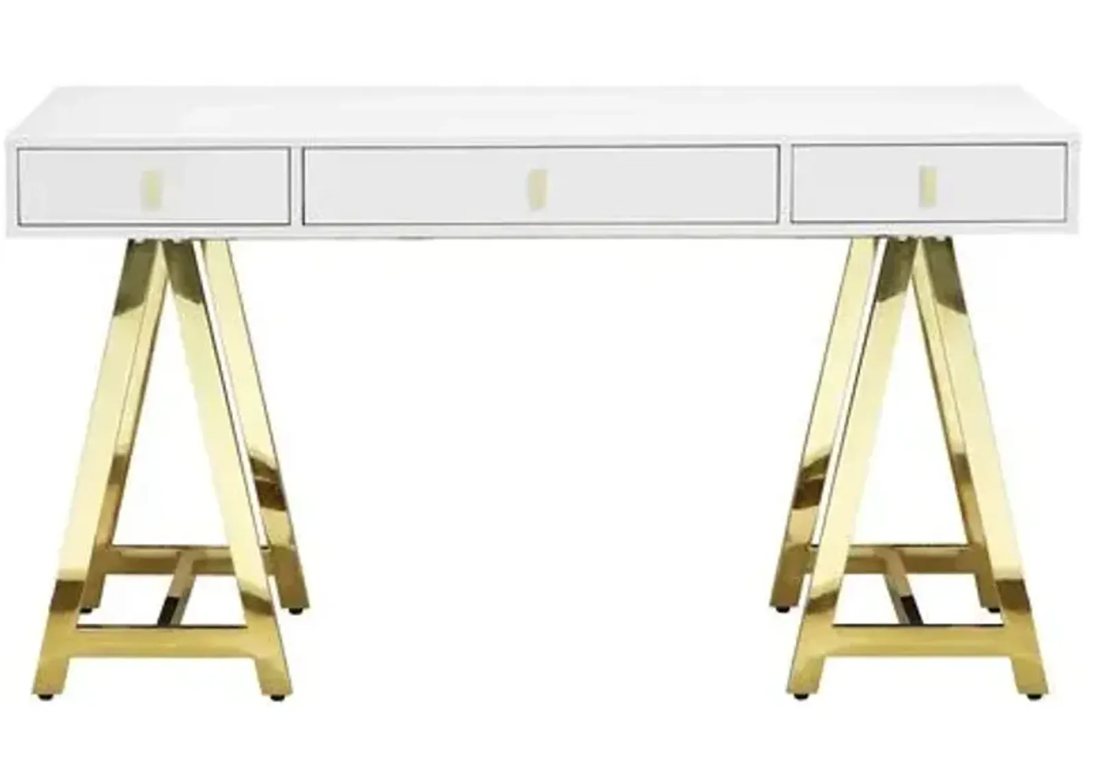 Gold Riley Desk - White