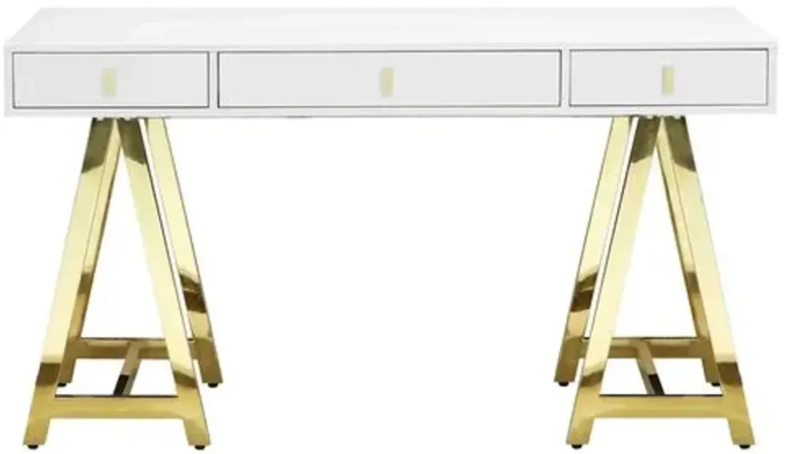 Gold Riley Desk - White