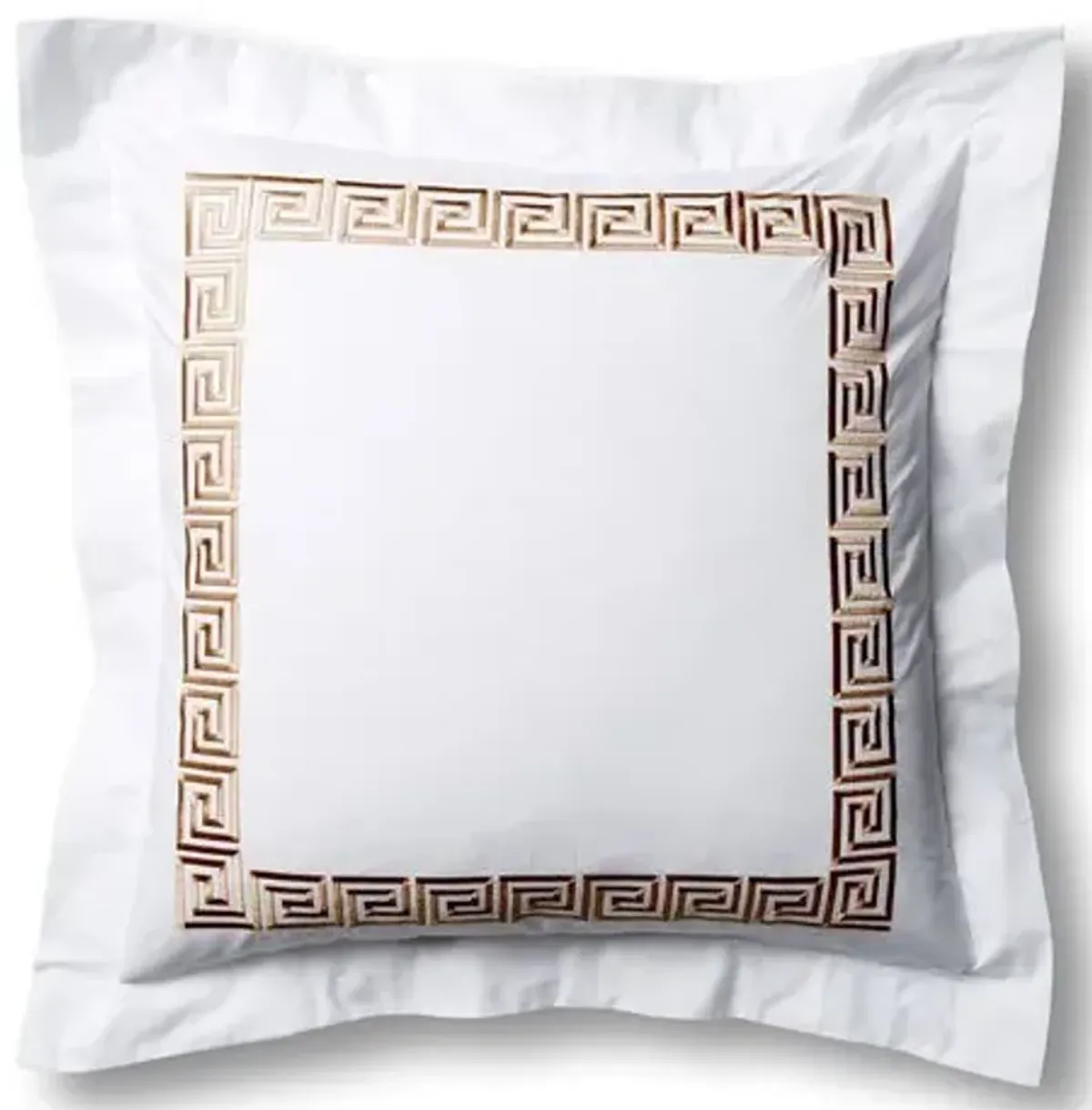 Greek Key Euro Sham - White/Tan - Hamburg House