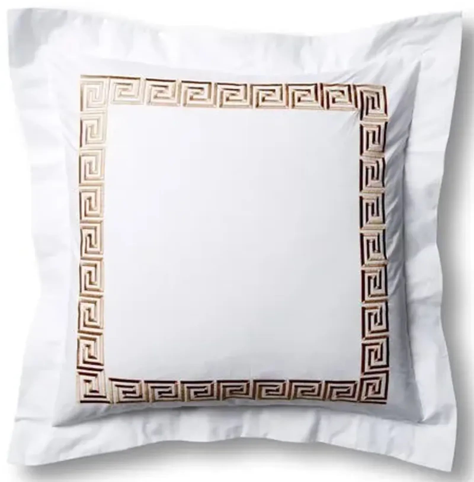 Greek Key Euro Sham - White/Tan - Hamburg House