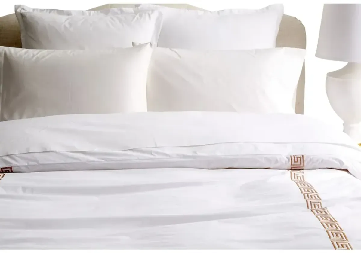 Greek Key Duvet - White/Tan - Hamburg House