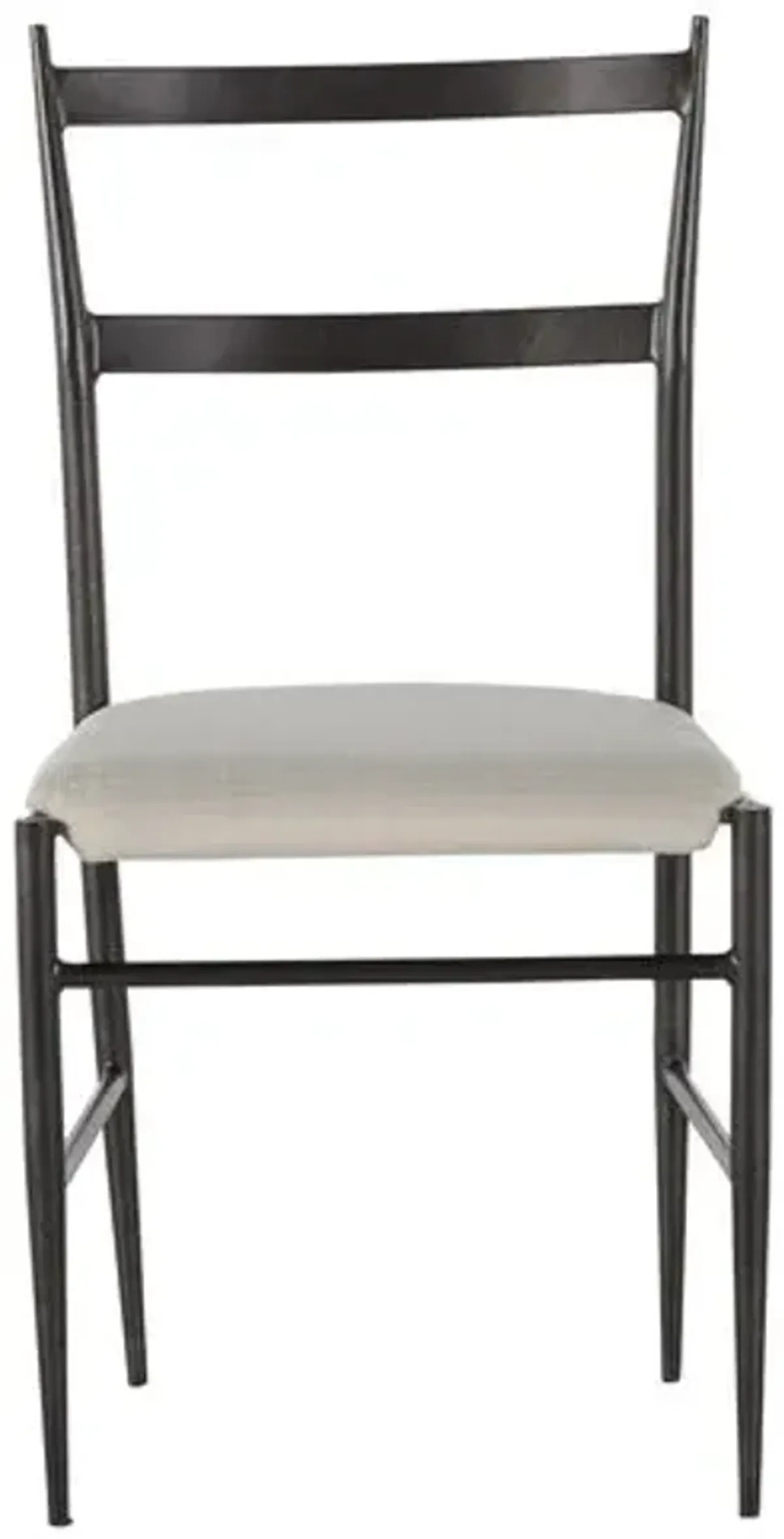 Ward Iron Side Chair - Brushed Black/Soft Linen - Gabby - White