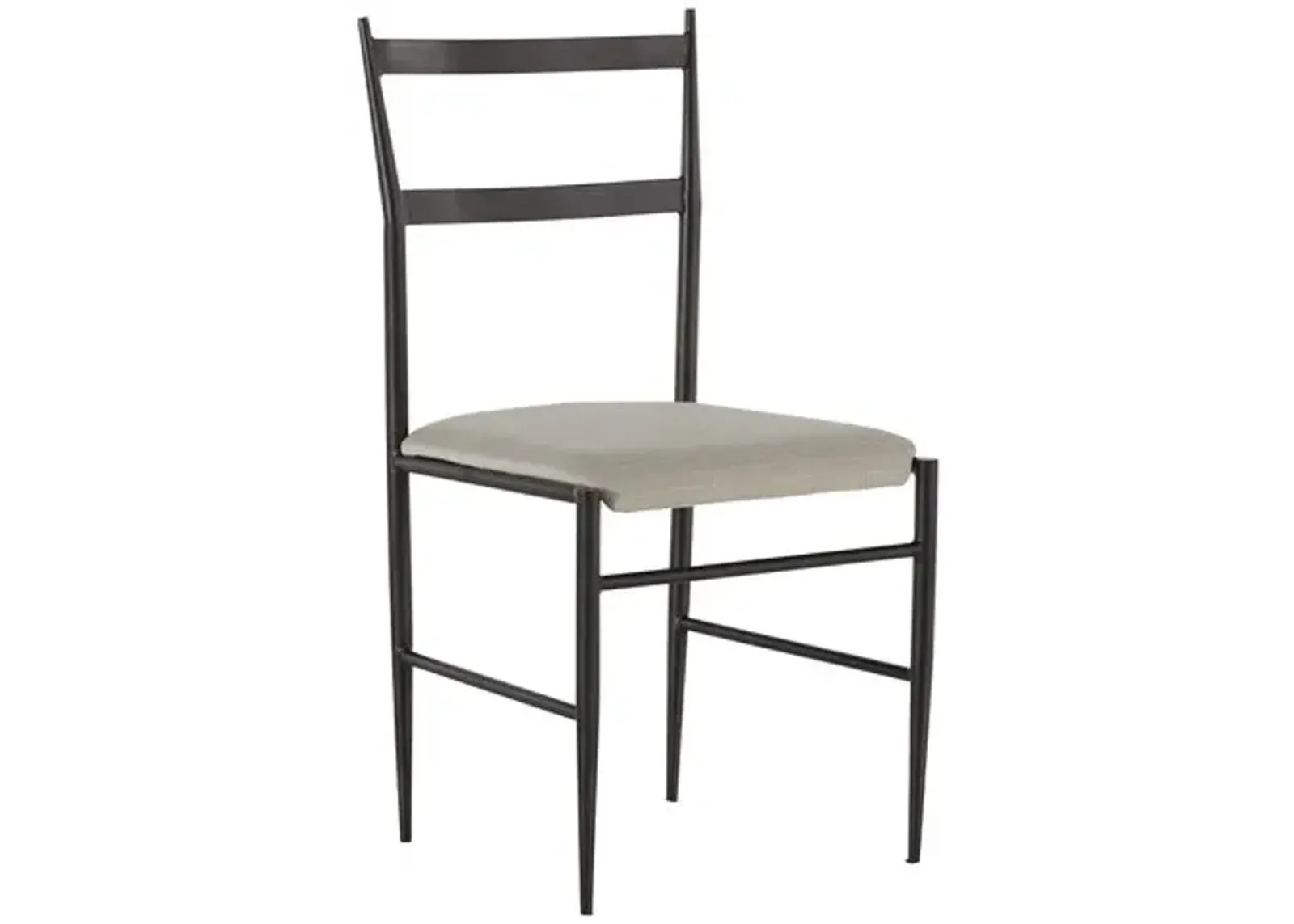 Ward Iron Side Chair - Brushed Black/Soft Linen - Gabby - White