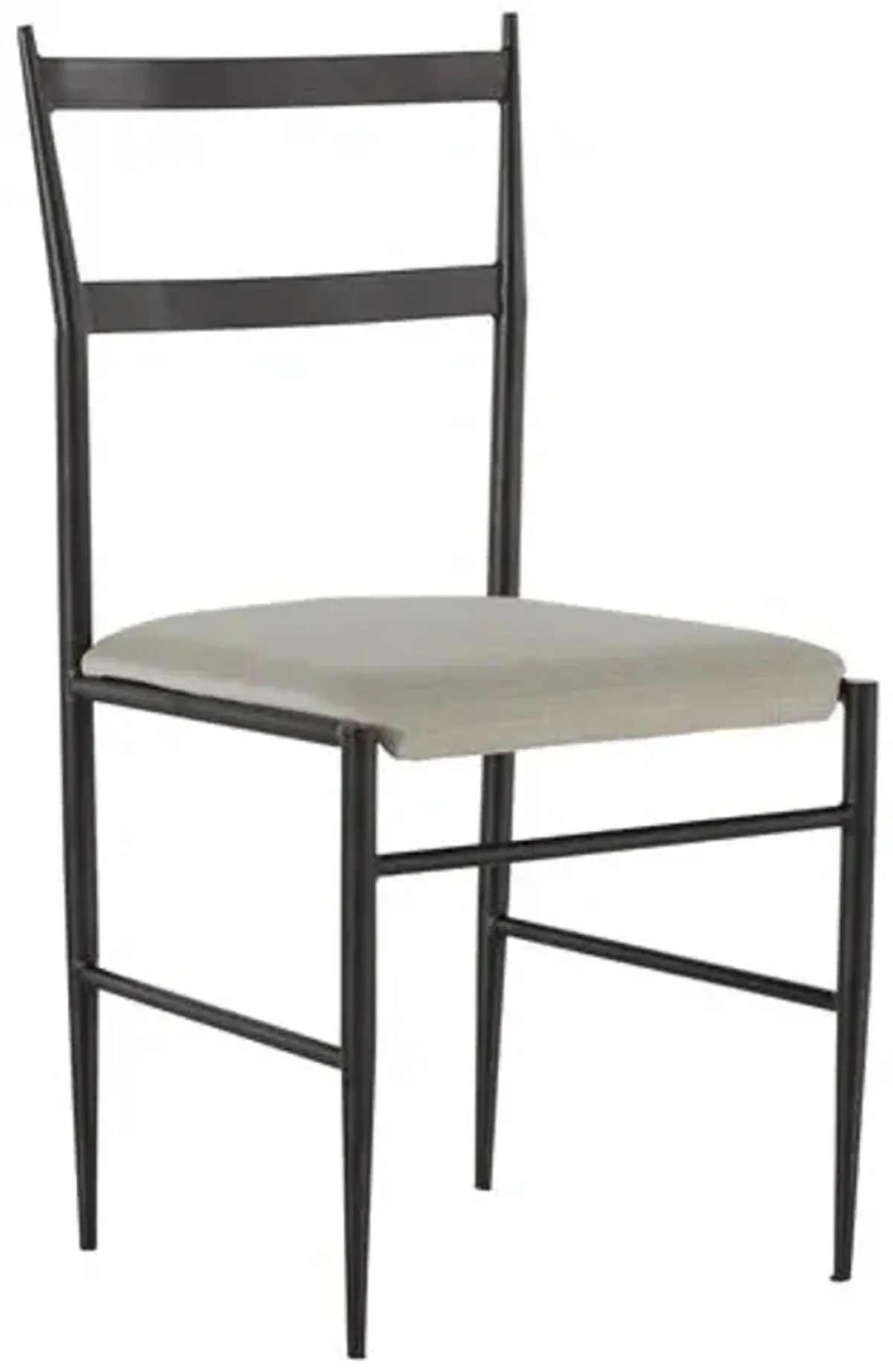 Ward Iron Side Chair - Brushed Black/Soft Linen - Gabby - White