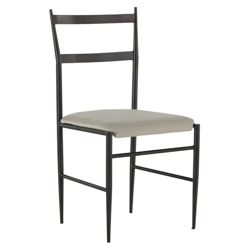 Ward Iron Side Chair - Brushed Black/Soft Linen - Gabby - White