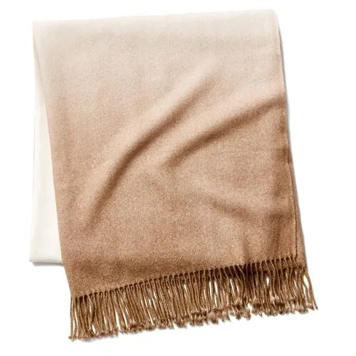 Dip-Dye Throw - Camel - Johanna Howard - Beige - Lightweight, Soft, Warm, Alpaca Wool