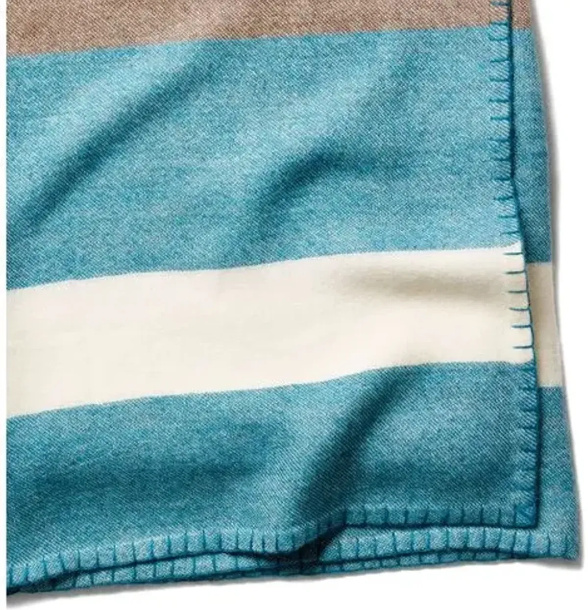 Block-Stripe Throw - Peacock/Taupe - Johanna Howard - Blue - Lightweight, Soft, Warm, Alpaca Wool