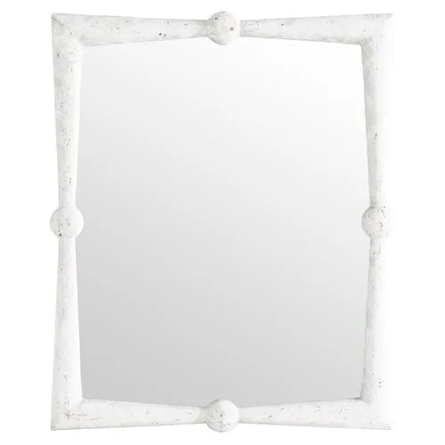 Scarlett Resin Wall Mirror - Distressed White - Gabby