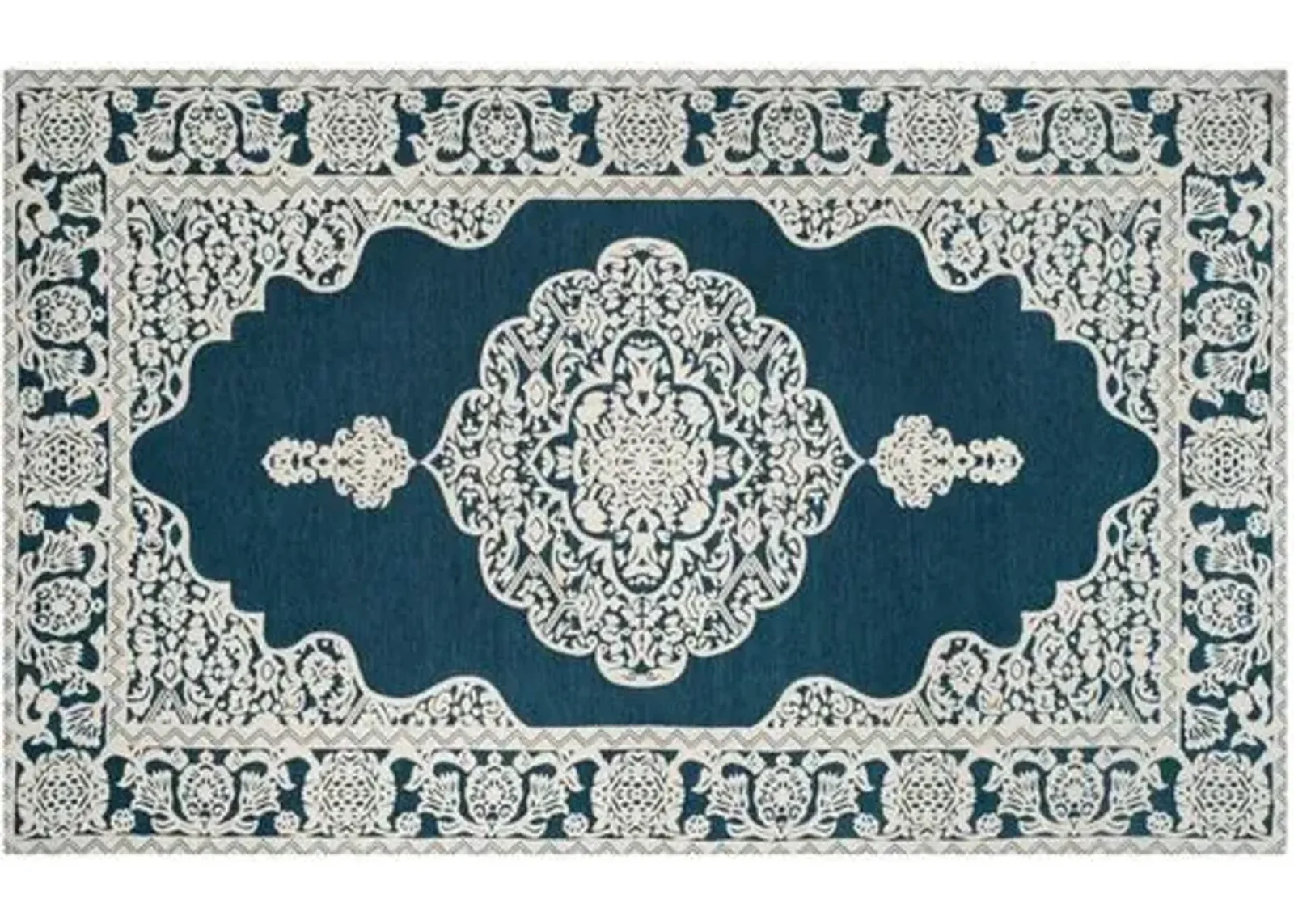 Melani Flat-Weave Rug - Ivory/Blue - Blue