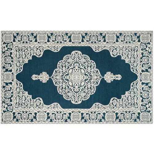 Melani Flat-Weave Rug - Ivory/Blue - Blue