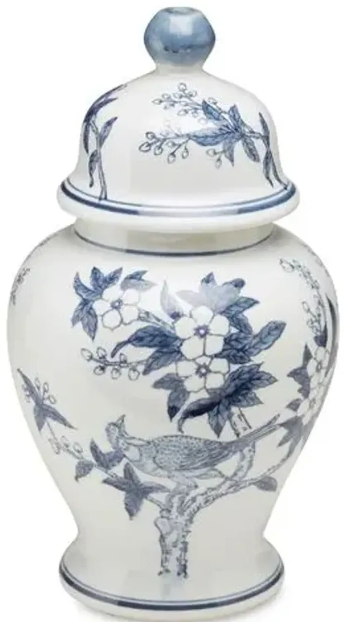 15" Ceramic Ginger Jar - Blue/White